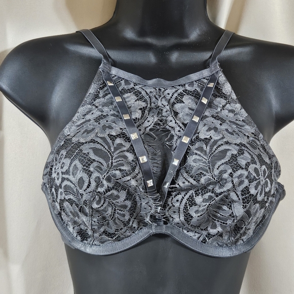 Elegant Adore Me Lace Halter Bralette Gray 34b - Picture 1 of 4